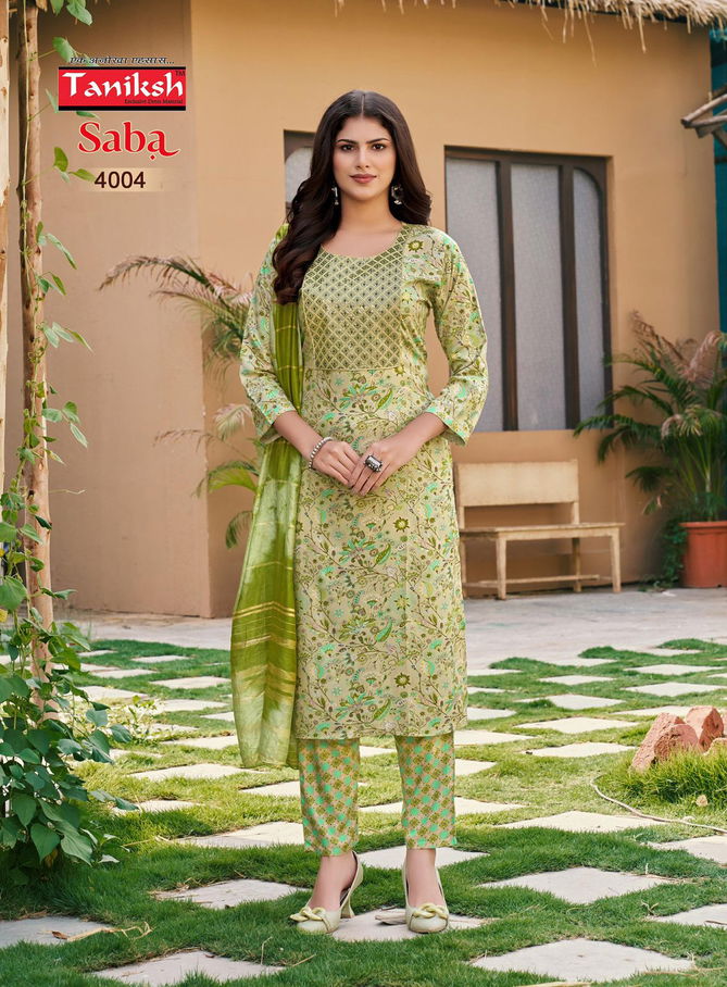 Saba Vol 4 By Taniksh Rayon Foil Printed Kurti With Bottom Dupatta Wholesale Price In Surat
